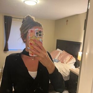 Black Choker Neck Tie Around Waist Top